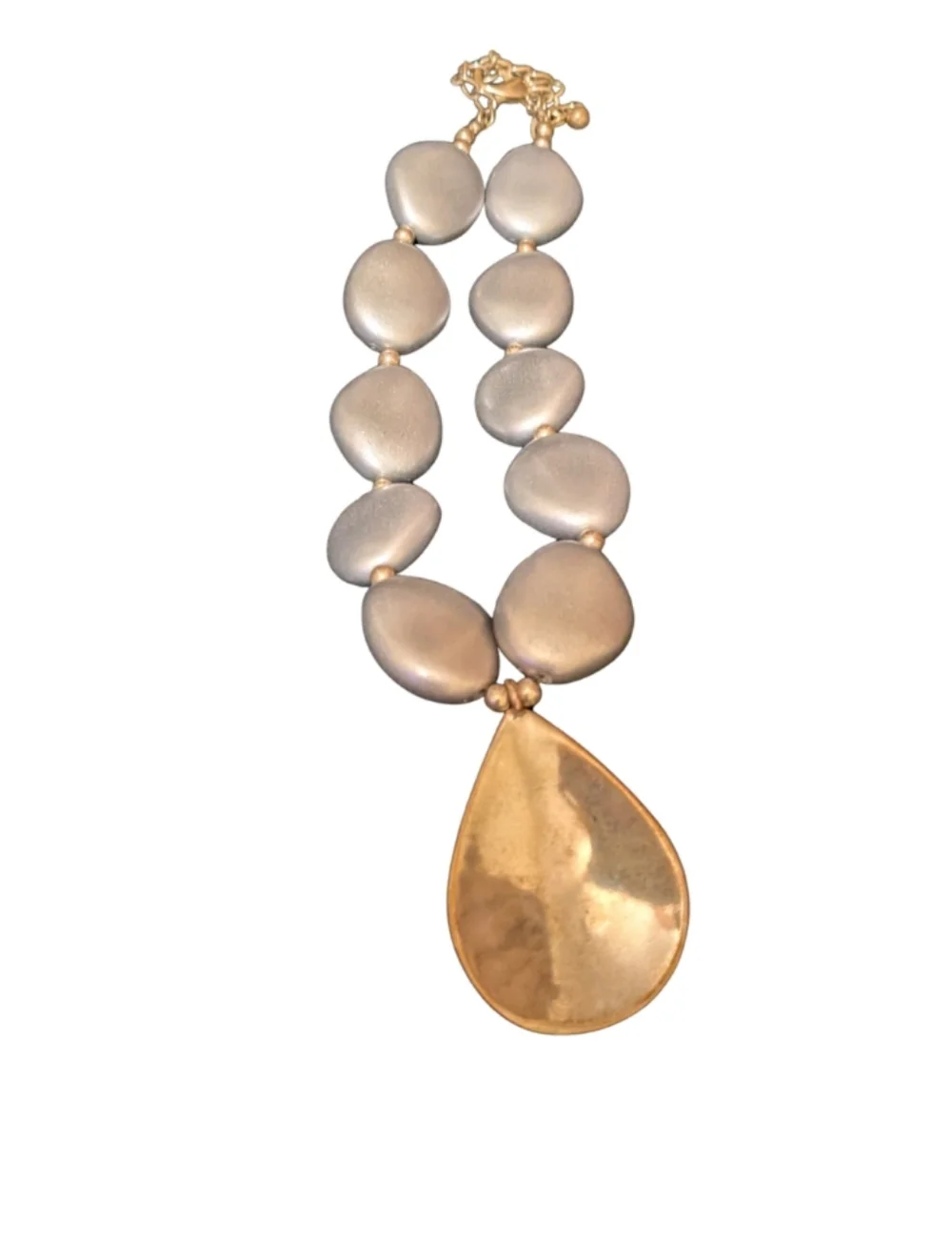 Chico’s Chunky Statement Necklace Gold & Silver Tone with Large Pendant - EUC - Picture 4 of 5